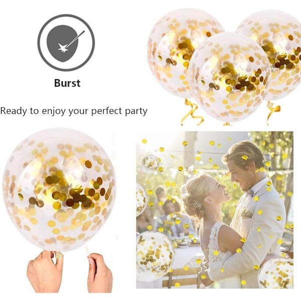 60 Styk Ballonsæt, 12 Tommer Gyldne Balloner Metalliske Latex Balloner Konfetti Balloner Helium Balloner Til Bryllup Fødselsdag
