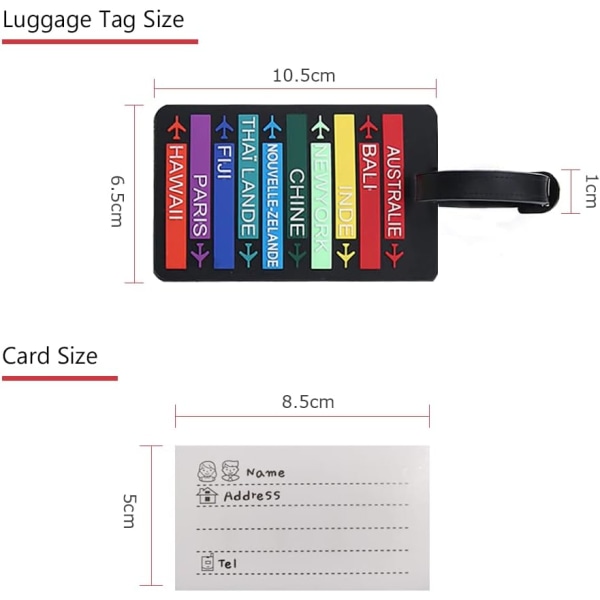 Rejsekuffertmærker, 2 stk. Kuffert-id med navn Identifikationskort PVC-kuffertmærke Rejsekuffertmærker Visitkort (sort+hvid)
