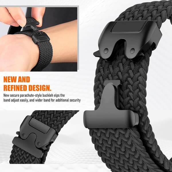 18 mm flettet nylon urrem til Garmin Venu 3S/2S, Vivoactive 4S, Forerunner 265S/255S, Quick Release rem