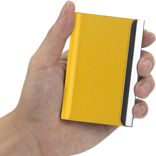 Visitkortfodral, PU-läder, Rostfritt Stål, med Magnetisk Stängning yellow