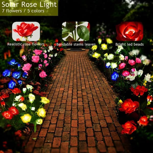 2 st LED Solroslampor, 7 Blommor Vattentäta Trädgårdslampor, Utomhusbelysning för Stigen red