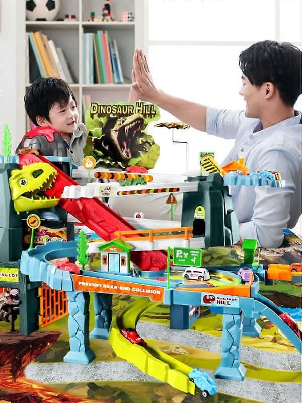 Dinosaur Elektrisk Spårleksakssats med Vulkan Spray - Perfekt Present för Barn, 3+ år