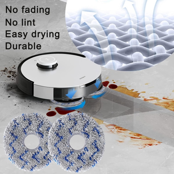 Tilbehør til Ecovacs Deebot X1 Omni/X1 e Omni/X1 Turbo støvsuger, 1 hovedbørste, 4 sidebørster, 4 mopper, 2 filtre, 4 poser, 2 rengøringsbørster