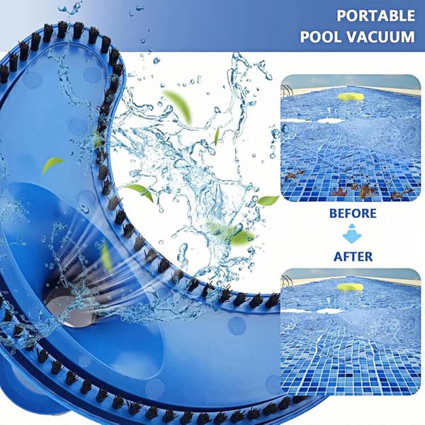 Pool Vacuum - Jetrenser med snørepose, ideel til pool, spa, springvand og dam - fjerner blade