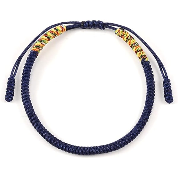 Lykke til håndlagde armbånd, vevde armbånd, justerbar tau-sjarmarmbånd for kvinner, menn, bestevenn, par Navy blue