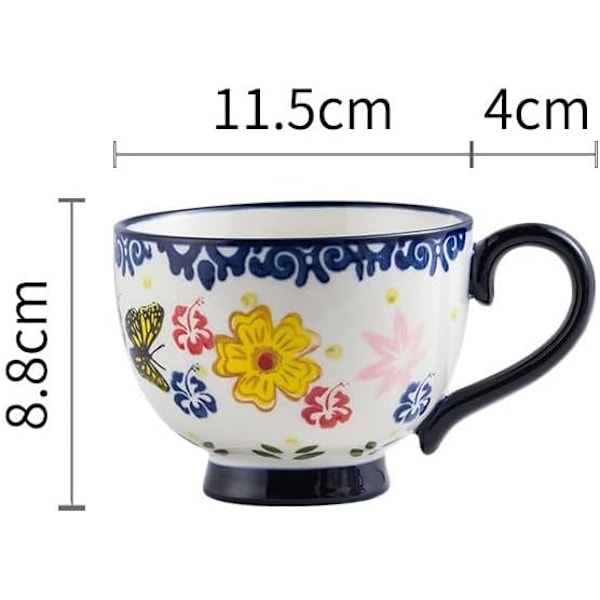 Håndmalet 440 ml Porcelæns Keramikkrus Håndlavet Nyhedskop (Sommerfugl)
