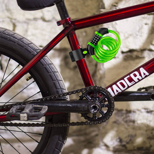 Cykel Lås med 5-cifret Kode, 1,2 m/4 fod Cykel Lås Kombinationskabel Lås green