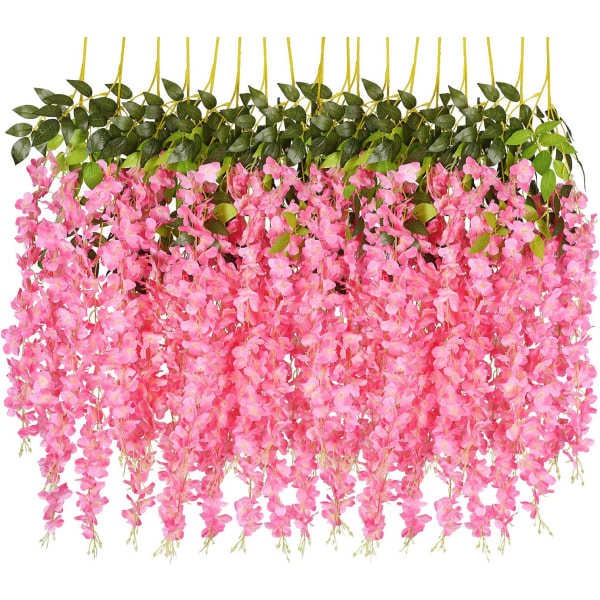 6 st konstgjorda falska blåregn vinstockar Ratta hängande krans siden blommor sträng Party hem bröllopsdekor, 3,75 fot/styck, rosa 6pcs-large Pink Wisteria 6Pcs