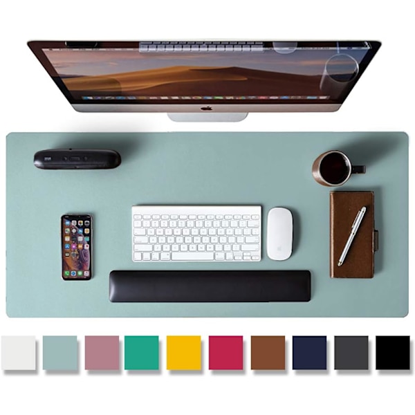 Läder Skrivbordsunderlägg, Kontorsunderlägg, Halksäker PU-Läder Skrivbordsmatta, Laptopunderlägg, Vattentätt Skrivbordsunderlägg Light Blue 31.5" x 15.7"