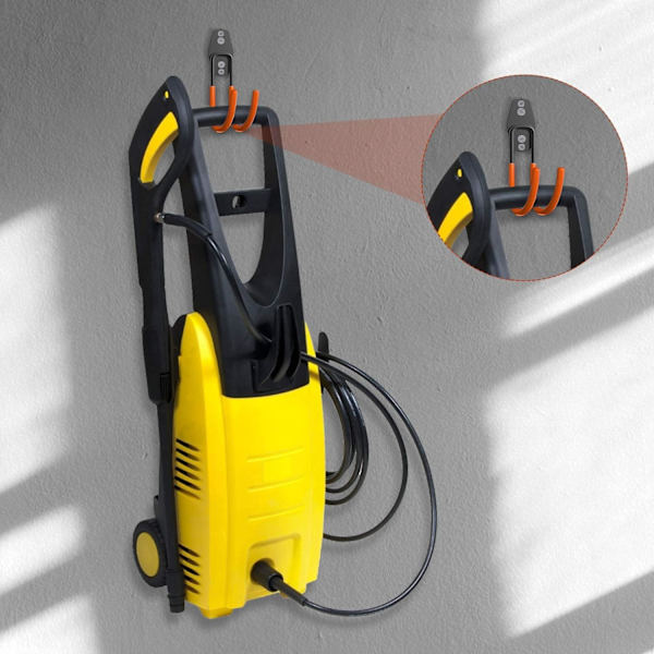 14 stk. garagevæghæk, garageopbevaring, stærk stål væghæk til stige, cykler, rør, elværktøj (orange)