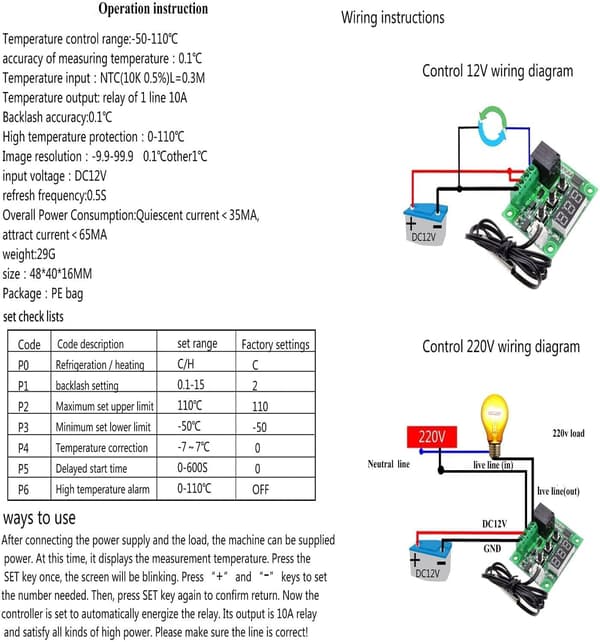 4 st Digital Termostatstyrenhet Temperatur Temp Kontrollbrytare Modulbräda 12V DC -50-110°C Temperaturkontrollbrytare