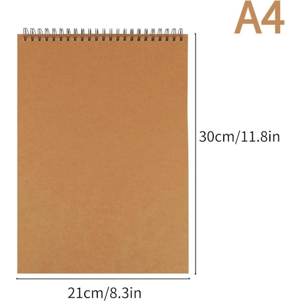 A4/A5 Skitsebog, Tegnebog, 60 Sider (30 Ark) Skitseblok Spiralbundet Hårdt Kraftpapir Omslag Portræt, Kunst Tegnetilbehør 1PC A4