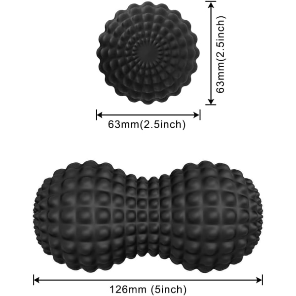 Peanut Massagebold, Peanut Double Lacrosse Massage Rullebold til Ryg Nakke Skulder Rygsøjle Ben Hofter, Muskelmassagebold