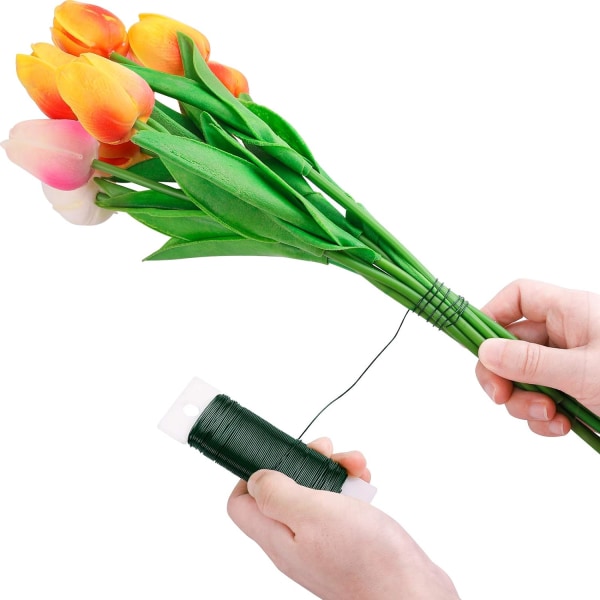 2 rullet grøn blomsterhandlertråd fleksibel paddle-tråd til gør-det-selv-håndværk, julekrans, kranse, blomsterbuketter og blomsterarrangementer