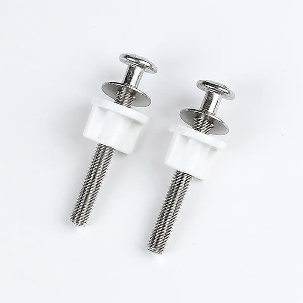 Toalettsitsfäste med 2 muttrar och 2 distanser, längd 74 mm