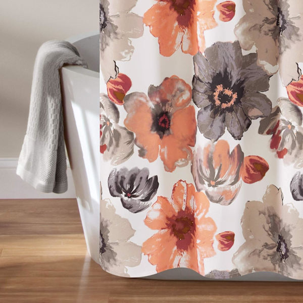 Blomsterbruseforhæng, smukt bruseforhæng, forårsindretning, farverige blomstrende blomster, landlig sommerhus og badeværelsesindretning i bondegårdsstil Grey 120*180cm