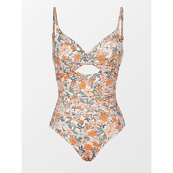 Dame Badedragt Mavekontrol Badetøj Twist Front Udskæring Justerbare Stropper Rynket Heldragt - Størrelse XL XL