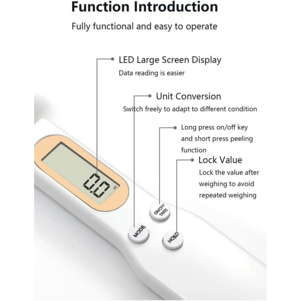 Høypresisjons Digital Skjevekt 0,1g - 500g Elektronisk Måleskje Matvekt
