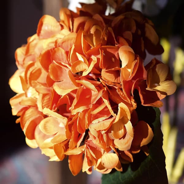5-pack Konstgjorda Hydrangea Blommor i Silke, Blomsterarrangemang Dekoration 47cm deep orange