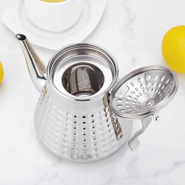 1200ml, Tekanne i rustfritt stål med avtakbar infuser, Komfyrtekanne silver