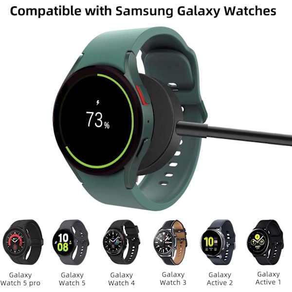 Opgraderet Aluminium Legering Etui Oplader Kompatibel med Samsung Galaxy Watch 6 Classicc/6/5/5 Pro Oplader -3.3FT/1M
