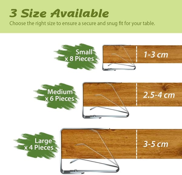Dugklemmer 8-pak rustfrit stål dugklemmer dug holdere, til borde på 2,5-4 cm tykke (Medium x 6-pak) (Medium x 6 Pack)