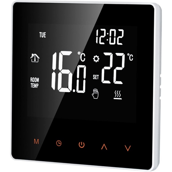 16A Digital Termostat, LCD-skärm, Touchscreen, Programmerbar, för Hem, Skola, Kontor, Hotell, Vit