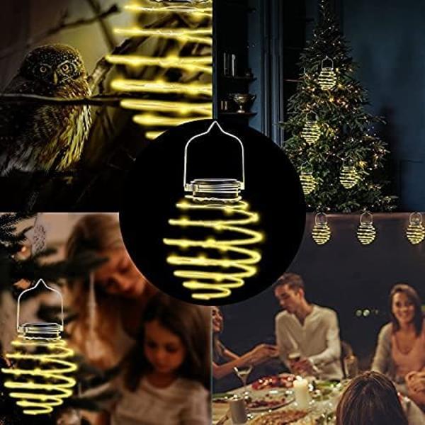 Solcellslykta utomhus trädgård, 4 st 80 LED solspiral lampor hängande metall sollampa, IP65 vattentät solcellslykta för trädgård, uteplats