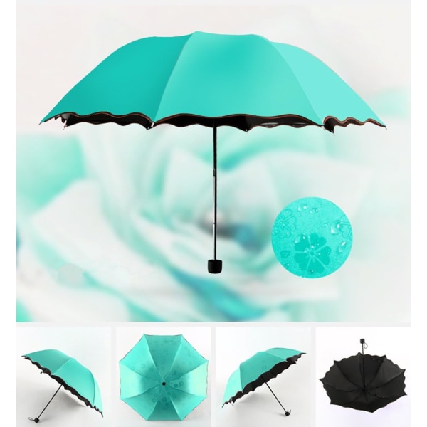 Damparasoll paraply UV-skydd för kvinnor Parasoll lättvikts Anit-UV paraplyer för sommarsolskydd Mint Green