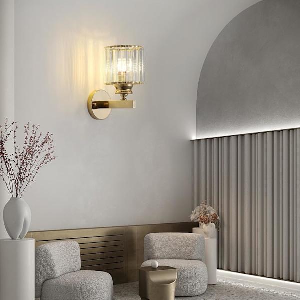 Retro Kristall Vägglampa, E27 Modern Svart Kristall Vägglampa, Väggbelysning för Sovrum Vardagsrum Korridor Style 2