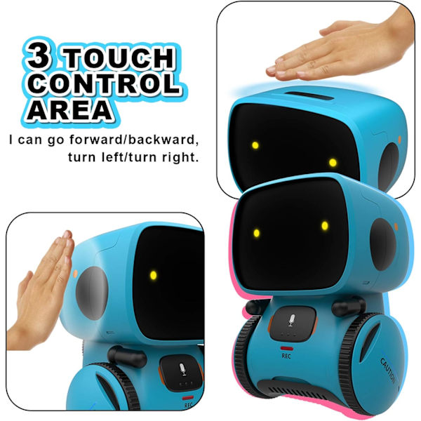 Kid Intelligent Robot Toys- Voice& Touch Control, Children Smart Robotic Toys for Girls, Recorder&Speak Like You blue 3.9*3.7*5.1 inch