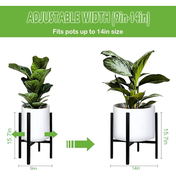 Justerbar Plante Stativ, Indendørs Blomster Stativ, Sort Plante Stativ, Indendørs Udendørs Plante Stativ (Justerbar Bredde 22-30cm)