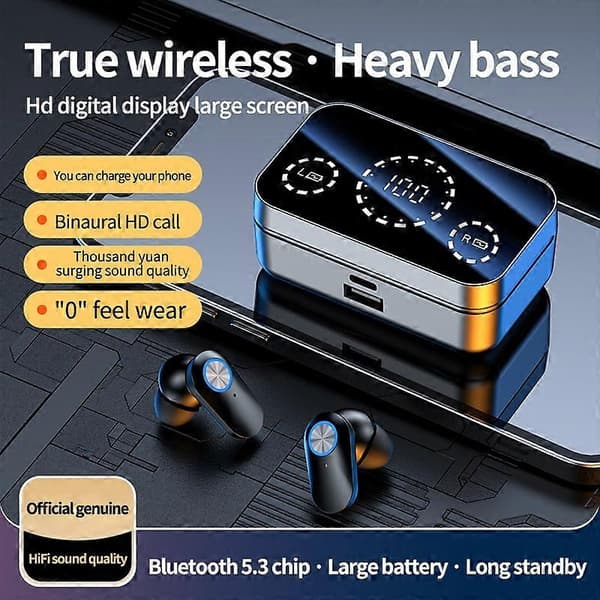 Typ A YD08 Binaural HD Samtal In-Ear Trådlösa Bluetooth Hörlurar med Digital Display Laddningsfodral
