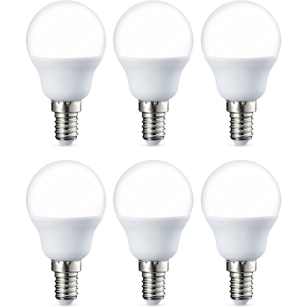 Set med 6 små runda LED-lampor G45 Edison skruvbas E14 5 W (motsvarande 40 W) Varmvitt Icke-dimmbar [Energiklass F]