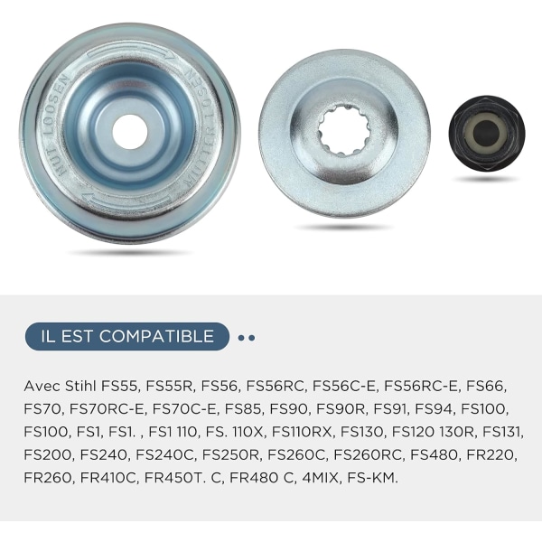 Universal borsthuvudmutter-kit, för Stihl FS55 FS55R FS56 FS56RC FS70R FS80 FS85 FS90 FS90R FS94 FS100RX borsthuvud