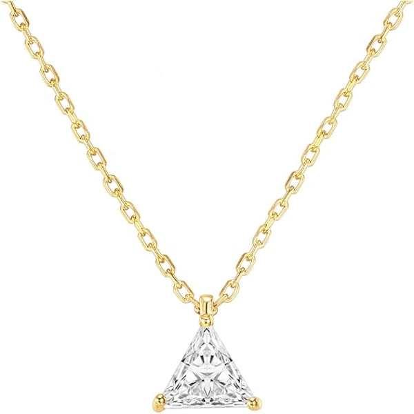 Förgylld 925 Sterling Silver Diamant Hänge Halsband för Kvinnor | Justerbar Slider