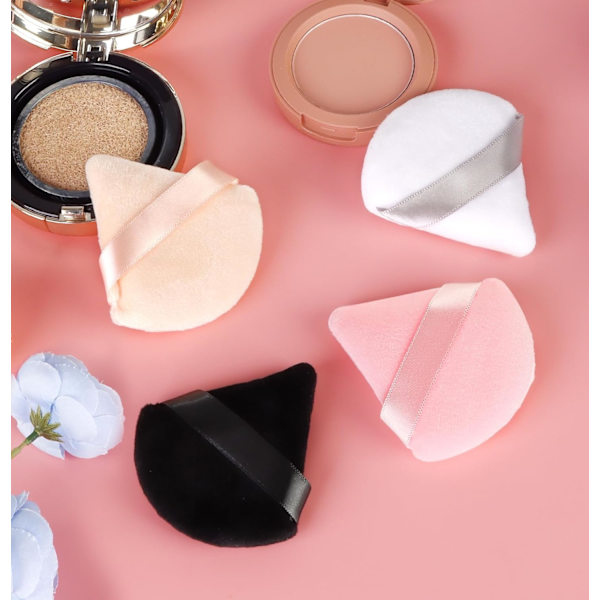 Triangelformad puderpuff, mjuk triangelformad sminkpuff, velour kosmetisk foundationssvamp, skönhetssminkverktyg