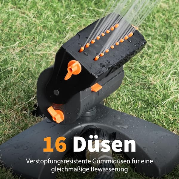 16-munstycks oscillerande sprinkler, stor bas automatisk gräsmatta trädgårdssprinkler med snabbkoppling, justerbar räckvidd och flöde