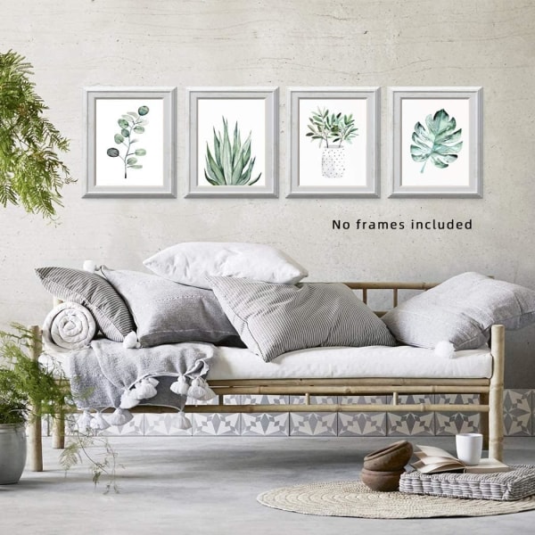 Plant Print Leaf Wall Art for Living Room, Canvas Prints Poster 8x10 Prints Unframed Set of 4, Botanical Prints Sage Wall Decor