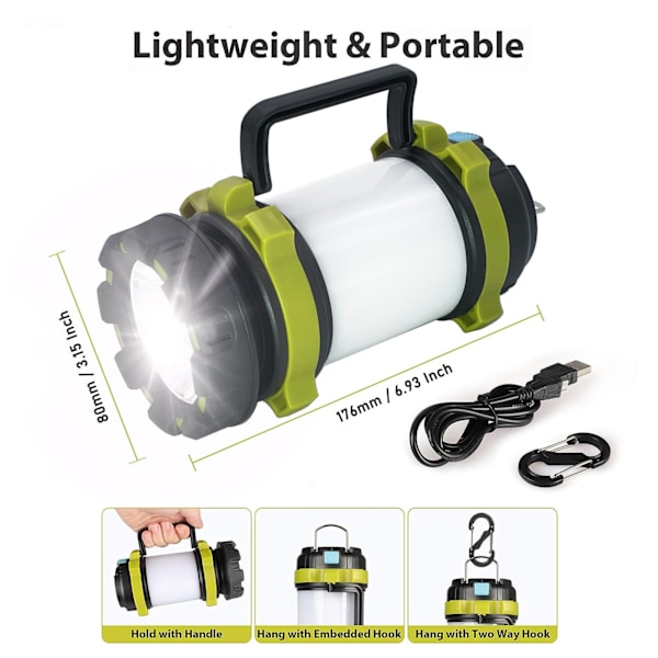 Uppladdningsbar Campinglykta - Portabel LED-lampa för Camping, Vandring, Nödsituationer & Utomhusäventyr