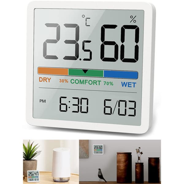 Digitalt Termometer Hygrometer, Digitalt Bordtermometer med Temperatur- og Fugtighedsmåler, Rumtermometer