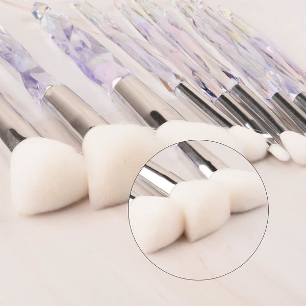Ammattimainen meikkisivellin 10 kpl Pehmeät harjakset Hiukset Meikkisiveltimet Eyeliner Kulmakarva Huuli Contour Blending Brush Set White