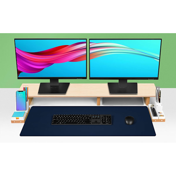Læder skriveunderlag beskytter, skridsikkert PU læder skriveunderlag, bærbar computer skriveunderlag, vandtæt skriveunderlag til kontor og hjem Dark Blue 23.6" x 13.7"