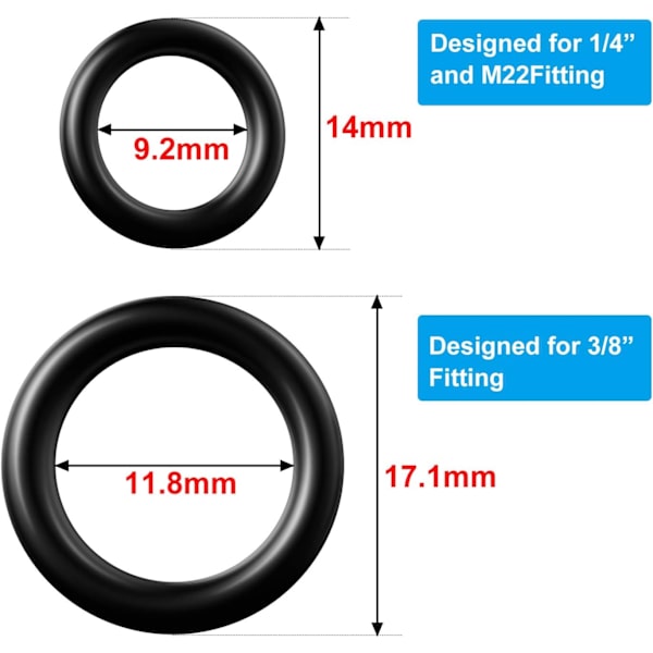50 stycken tryckbricka O-ringar ersättning för 1/4 tum, 3/8 tum, M22 snabbkoppling (O-ring, 50 stycken)