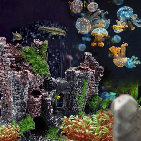 Akvarium Dekoration, Fiskekum Rock Resin Bus Ornament, Fiskekum Landskabskreativ Lille Bil Dekoration Style 1