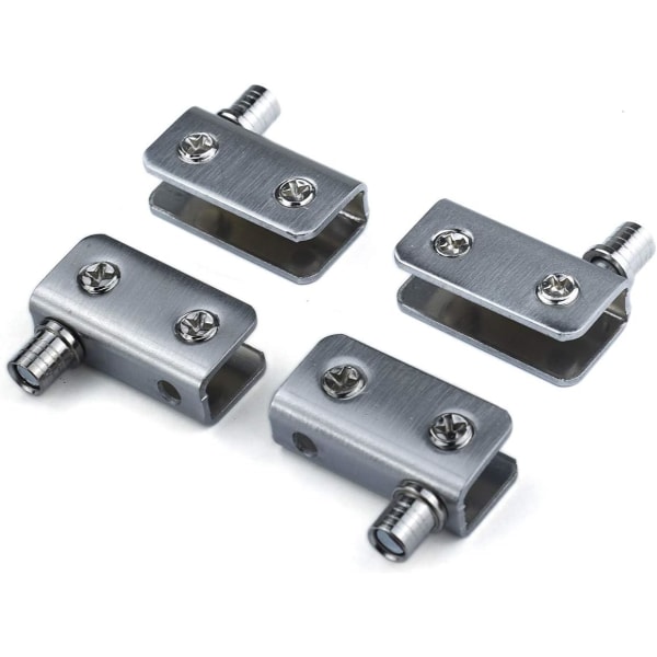Pack Glass Door Hinges 90° Pivot Hinge, Punch-Free Glass, Stainless Steel, Fit for 5-8mm Glass