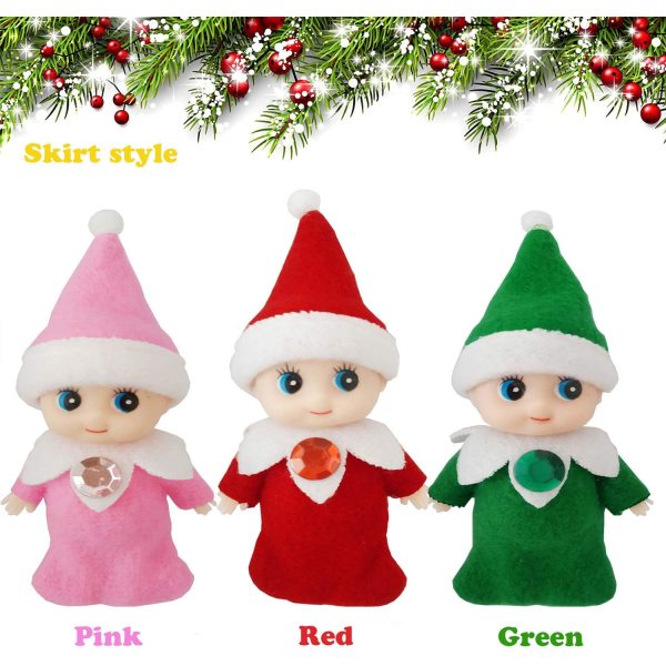 Jule Mini Baby Elf Legetøj til Piger, 3 Stk Tiny Elf Babies Dukke, Baby Elves til Børn Jule Nytår Gaver Strømpe Strømper