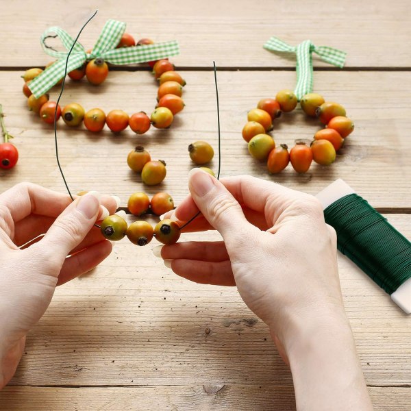 2 ruller grønn blomstertråd fleksibel padletråd for DIY-håndverk, julegirlander, kranser, blomsterbuketter og blomsteroppsatser