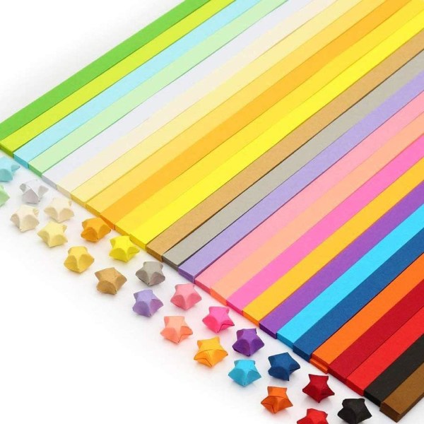 1030 ark Origami Stars Papers Paket gör-det-själv-papper - 27 färger för gör-det-själv och dekoration Multicolor 1*25cm