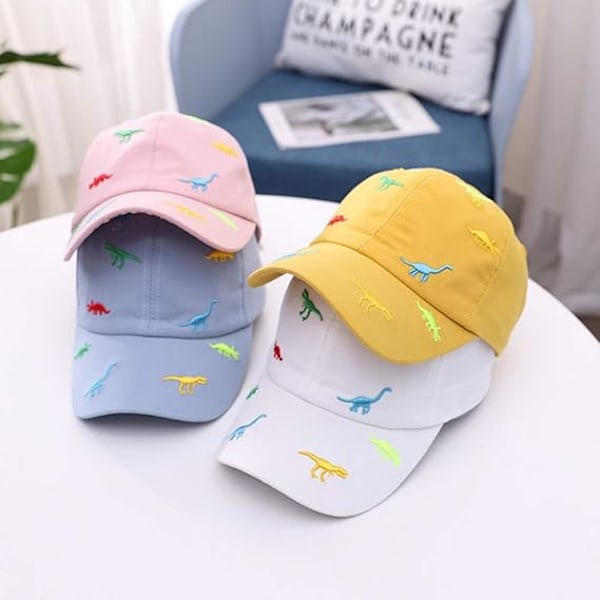 Baby Børn Baseball Caps Bomuld Justerbar Sommer Solhatte til Småbørn Baby Drenge Piger Tegneserie Dinosaur Hatte Pink